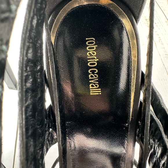 Roberto Cavalli Threaded Leather Cage Sandals - Picture 5 of 6